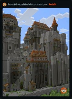 an image of a large castle made out of legos and paper machches with text that reads from minecraft build community on reddit