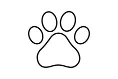 an animal's paw is shown in black and white, with the word dog on it