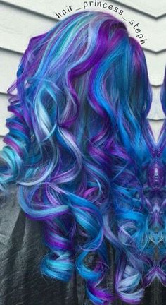 Image result for purple hair ideas Blue And Purple Hair, Bright Blue Hair, Hair References, Hair Colorful, Cute Hair Colors, Bright Hair Colors, Hair Color Pastel, Nails Blue, Pretty Hair Color