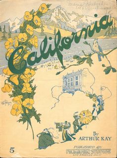 an old book with yellow flowers on the cover