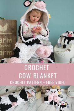 crochet cow blanket pattern and free video