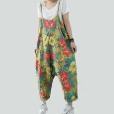 Introducing our 2023 Spring-Summer Collection's floral print baggy denim jumpsuit ââ‚?the perfect fusion of y2k mode and fashion-day flair!Why It's a Must-Have for Your WardrobeThis denim jumpsuit is designed to make you stand out from the crowd with its steady year-2000-inspired trend and painted floral print. The baggy cut and straps closure make sure you stay casual all day long without compromising on the trendiness. Plus. the durable and elevated-quality denim material ensures that you can Sleeveless Cotton Floral Print Jumpsuits And Rompers, Casual Non-stretch Jumpsuits And Rompers For Summer, Sleeveless Floral Print Jumpsuits, Sleeveless Non-stretch Floral Jumpsuits And Rompers, Casual Multicolor Overalls For Spring, Summer Cotton Green Jumpsuits And Rompers, Casual Sleeveless Floral Print Jumpsuits And Rompers, Summer Overalls With Relaxed Fit, Summer Multicolor Jumpsuits And Rompers With Pockets