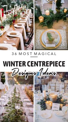 winter centerpiece design ideas with candles and greenery