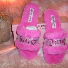 Juicy Couture Slide Slippers Faux Fur Crystals Gravity Pink Women's Sizes **Brand New In Jc Box** Women's Sizes Runs True To Size Does Not Come In Half Sizes Juicy Couture Faux Fur Slide Slippers Gravity-Pink Brand New In Jc Bow And Tags Faux Fur, Juicy Rhinestones. Juicy Couture Slippers, Juicy Couture Slides, Juicy Couture Aesthetic, Juicy Couture Flip Flops, Pink And Green Juicy Couture, Pink Juicy Couture Bag, Juicy Couture Clothes, Couture Clothes, Birthday 11