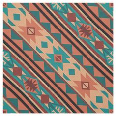 Native American Indian southwest style geometric pattern with traditional tones of light and dark turquoise, adobe beige, terracotta, and black. Ideal for southwest New Mexico, Arizona, Colorado, and Utah desert home decorating. Southwestern Design Patterns, Aztec Pattern Wallpaper, Turquoise Terracotta, Garage Mural, Terracotta Fabric, Southern Logo, Bass Strap, Native American Quilt, Western Patterns