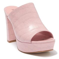 Pink Crocodile Mules I Never Wore Them Besides Trying Them On! They're New In The Box With The Individual Shoe Bags As Well! Brown Suede Loafers, Stylish Heels, Platform Mules, Platform Block Heels, Shoe Bags, Satin Heels, Leather Block Heels, Jeffrey Campbell Shoes, Leather Clogs