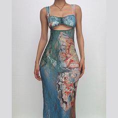 Please refer to our sizing chart for a guideline when choosing a size.5 business days order processing time.95% polyester 5% spandex Printed Fitted Backless Maxi Dress, Fitted Printed Backless Maxi Dress, Fitted Backless Printed Maxi Dress, Fitted Hollow Out Maxi Length Dresses, Lace Hollow Out Maxi Dress, Blue Hollow Out Dresses For Summer, Summer Lace Midi Dress With Hollow Out Design, Blue Hollow Out Dress For Summer, Summer Lace Midi Dress With Hollow Out Details