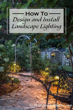 How To Design And Install Landscape Lighting In Your Yard Landscape Plans, Front Yard Garden, Landscaping Tips, Solar Garden, Solar Lights Garden, Cool Landscapes, Landscape Projects, How To Design