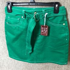 Green Denim Skirt, Size Small, But It Fits More Like An Xs. Great For St. Patrick’s Day. Trendy Green Cotton Skort, Trendy Green Cotton Skirt, Trendy High Waist Green Denim Skirt, Green Mini Denim Skirt For Summer, Trendy High Rise Denim Skirt By Forever 21, Green Cotton Denim Skirt For Spring, Trendy Green Denim Skirt, Forever 21 Summer Skirt With Pockets, High Waist Green Denim Spring Skirt