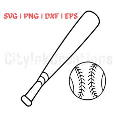 a baseball bat and ball with the word svg i ping dxf epss