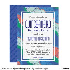 an image of a birthday party card with the words quincehero on it