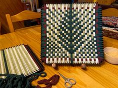 the table is covered with different types of weaving