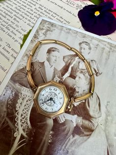 This is a late 1800s - 1910s ladies (can be a men's as well) wrist watch in a gold filled materials The engraving in the center of the face as well as the side of the movement's bezel is very ornate and quite beautiful. The blue hour hands with openings at the end definitely give this one some character. The strap is adjustable as shown in the pictures.  The crystal is actually glass as well. many of these old watches typically have plastic crystals since they're cheaper and less prone to shattering.  maked "1/20 gold filled" on the inner strap indicating the metal is 5% gold.  The clasp is adjustable by about 7" 8.5" Approx Weight: grams RUNS & WORKS - Shown to keep time well and doesn't have any resistance when winding. Would make a great daily time piece. Though I cannot guarantee it ke The Blue Hour, Cocktail Watch, Small Watch, Old Watches, Blue Hour, Time Piece, The Face, Wrist Watch, Gold Filled