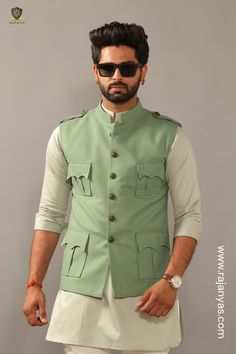 Bush Coat Men, Hunting Suit Men, Nehru Jacket For Men Wedding Classy, Casual Wedding Suit, Best Wedding Suits For Men, Mens Jeans Pockets, Men Pants Pattern, Man Dress Design, Indian Wedding Clothes For Men