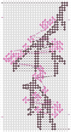 a cross stitch pattern with pink and black designs