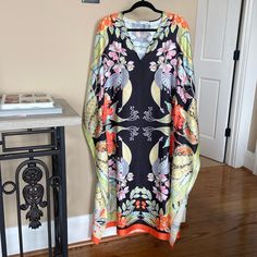 Colorful Caftan By Zara. Never Worn. Size Xs But Fits My Size 8 Frame. Spring V-neck Kaftan With Digital Print, Spring Multicolor Kaftan With Colorful Pattern, Spring Multicolor Patterned Kaftan, Multicolor V-neck Kaftan With Digital Print, Patterned Kaftan With Vibrant Print For Spring, Spring Patterned Kaftan With Vibrant Print, Multicolor Digital Print Maxi Dress For Spring, Spring Dresses With Digital Print And Kimono Sleeves, Spring Multicolor Print Tunic Kaftan