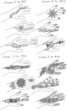 hendi designs for hands and feet are shown in this drawing, which shows how to do