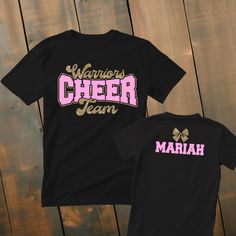 Custom Glitter Cheerleader Shirt *This custom shirt is handmade with professional vinyl. *Our shirts are unisex and are true to size! *In the photo's you will be able to see the custom options in regards to color that you may choose from. *We use 100% cotton shirts. The glitter material does not wash off and will last through multiple washes.  *If your shirt color is out of stock we will contact you as soon as possible to see if you would like to change shirt colors. By purchasing from us you agree to the following statements: *Due to the custom nature of this item we do not accept exchanges or refunds. *We are also not responsible for lost packages. Please contact your local post office for lost package information. Cheer Tshirt Designs, Cheer Camp Shirts, Cheerleading Shirts, Cheer Shirt, Cheer Tshirts, Cheer Camp, Camp Shirts, Pom Pom Girl, Cheer Shirts