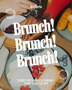 brunch brunch brunch flyer with people eating and serving food