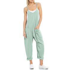 PRICES MAY VARY. 65% Polyester, 35% Cotton Hand Wash Only Soft and Comfortable：These Jumpsuits for women casual summer rompers are made with a blend of cotton, spandex, and polyester, the material feels gentle and cozy, providing a soft and comfortable feel. The fabric offers stretch, lightweight breathability, making it perfect for all-day comfort in warmer weather. Unique Design：Loose fit jumpsuit for women, v-neck design, sleeveless and adjustable spaghetti strap, they are perfect for spring Pola Jumpsuit, Baggy Overalls, Cropped Tees, Loose Romper, Jumpsuit Casual, Loose Jumpsuit, Suspender Pants, Tube Tops, Jumpsuit Pattern