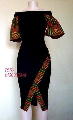 African Ankara pencil dress Modern African Dresses Classy, Chitenge Outfits, Fancy Gown, Island Style Clothing, Dress Deep V Neck