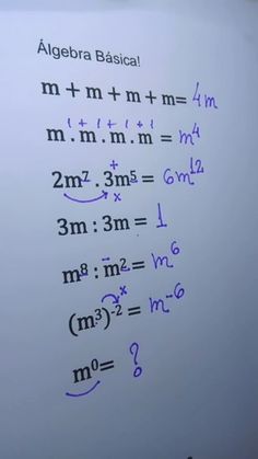 a whiteboard with some writing on it that says algebra basica m + m + m = m