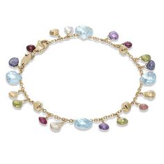 Marco Bicego Paradise 18K Yellow Gold Mixed Gemstone Single Strand Bracelet Marco Bicego, Multi Strand Bracelet, Freshwater Pearl Bracelet, Colored Gems, Bracelets Handmade Beaded, Yellow Gold Chain, Strand Bracelet, White Quartz, The Mediterranean