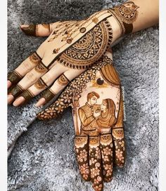 henna designs for brides on the palm of someone's hand with mehndi