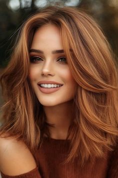 30 Chic Fall Hair Colors for Every Length Hair Color For Red Hair, Hair Color For Green Eyes And Light Skin, Ginger Hair And Brown Eyes, Fall Medium Length Hair, Medium Length Auburn Hair, Lightly Layered Hair, Fall Hair Color 2024, Kate Walsh Hair, Dark Copper Hair Auburn