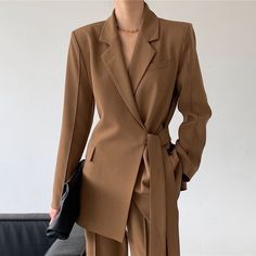 Wrap Blazer, Woman Suit Fashion, Vest Coat, Color Fashion, Caramel Color