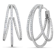 18kt White Gold Multi Row Diamond Hoops (2.55 ctw) Luxury Diamond Cut Hoop Earrings For Women, Luxury Channel Set Diamond Hoop Earrings, Luxury White Diamond-cut Hoop Earrings, Luxury White Platinum Hoop Earrings, Diamond Earrings Gold, Earrings Sapphire, Earrings Gold Hoop, Earrings Opal, Earrings Emerald