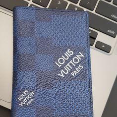 Authentic Louis Vuitton Pocket Organizer- Never Used. Limited Addition. Come With Original Packaging. Box And Dust Cloth. Designer Blue Bags With Card Slots, Blue Designer Bags With Card Slots, Louis Vuitton Shirt, Vinyl Monogram, Pocket Organizer, Louis Vuitton Men, Louis Vuitton Wallet, Leather Bifold Wallet, Packaging Box