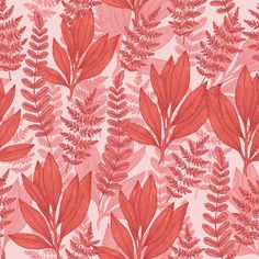 red leaves and plants on a pink background