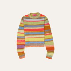 The Elder Statesman super soft stripe knit sweater Crew neckline Long sleeves Relaxed fit Pullover style Cashmere Dry clean Made in USA from imported materials Knit Sweater With Horizontal Stripes And Crew Neck, Knit Crew Neck Sweater With Horizontal Stripes, Striped Fine Knit Long Sleeve Sweater, Winter Multicolor Striped Sweater, Striped Long Sleeve Fine Knit Sweater, Multicolor Long Sleeve Sweater With Contrast Stripes, Knit Sweater With Contrast Stripes Crew Neck, Knit Crew Neck Sweater With Contrast Stripes, Striped Fine Knit Long Sleeve Top