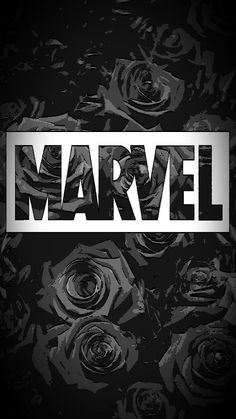 the word marvel surrounded by roses on a black background