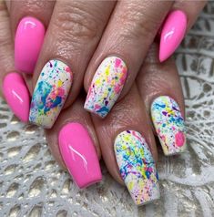 Nail Art Colore, Colorful Nail Art Designs, Gel Nails Colorful, Art Nails Design Ideas, Colorful Gel Nails, Fun Spring Nails Design, Summer Nails Fun, Nail Designs Colorful, Summer Nails 2020