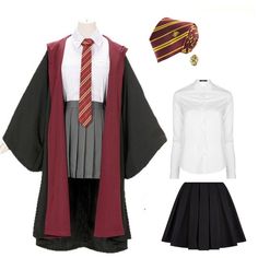 Gryffindor Costume Women, Harry Potter Uniform, Gryffindor Uniform, Gryffindor Outfit, Hogwarts Uniform, Stile Harry Potter, Hogwarts Outfits, Harry Potter Cosplay, Harry Potter Costume