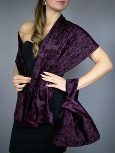 Evening Shawl Wrap Scarf, Evening Shawl Wrap, Elegant Shawl Wrap Gift, Elegant Evening Shawl Wrap, Elegant Formal Wrap, Elegant Evening Wrap Shawl, Elegant Formal Shawl, Elegant Purple Wedding Shawl, Velvet Matching Set