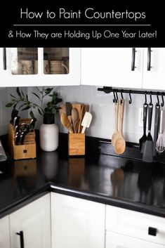 the kitchen counter is clean and ready to be used as a counter top for cooking utensils