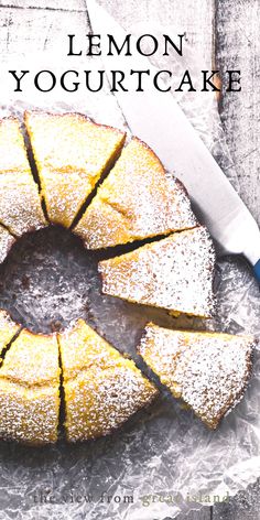 slicing a lemon yogurt bundt cake on a piece of waxed paper Breakfast Lemon Cake, Recipes With Yogurt Breakfast, Italian Breakfast Cake, Lemon Yoghurt Cake, Lemon Breakfast Recipes, Lemon Breakfast Cake, Italian Lemon Cake, Lemon Breakfast, Breakfast Cakes