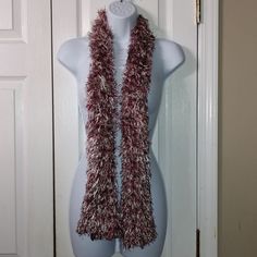 Maroon And White Super Soft Fuzzy Scarf Nwot 100% Polyester Length 60" The Ends Are Open That You You Could Put Your Hand In. It Is Suppose To Be This Way Located Bin 5 Maroon Scarf, Fluffy Scarf, Fuzzy Scarf, Scarf Wrap, Scarf Accessory, Color White, Women Accessories, Women Shopping, White