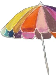 an umbrella painted with colored pencils on a white background