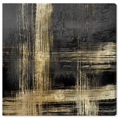 an abstract black and gold painting