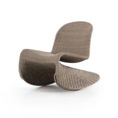 an upholstered chair that is made out of woven material