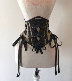 Powdered & Waisted Black Waist Corset, Victorian Accessories, Corset Design, Victorian Corset, Bratz Inspired Outfits, Goth Corset, Corset Fashion, Future Clothes, Victorian Lace