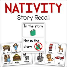 nativity story recall in the story not in the story with pictures and words on it