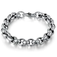 Chunky Sterling Silver Chain Bracelet Enhance your look with this Chunky Sterling Silver Chain Bracelet, crafted from high-quality 925 silver. Its bold, high-polished links create a striking visual impact, making it a versatile accessory for both casual and formal occasions. Material: Solid 925 Sterling Silver Design: Chunky chain links with a high-polished finish Closure: Secure hook clasp Width: 8mm Length: Customizable from 18cm to 22cm Weight: Approx. 20g Key Features: High-Quality Material: Made from solid 925 sterling silver, ensuring durability and a long-lasting shine. Bold Design: The thick, chunky links offer a bold and stylish statement, perfect for those who appreciate standout accessories. Versatile Fit: The bracelet can be customized in length, providing a perfect fit for var Biker Bracelet, Wood Inlay Rings, Punk Accessories, Biker Men, Vintage Biker, Black Hills Gold, Silver Dragon, Silver Chain Bracelet, Metal Chain Link