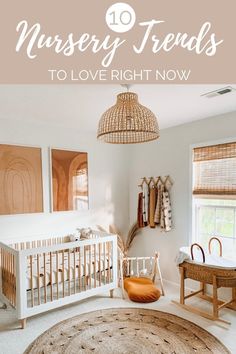 a baby's room with white walls and furniture