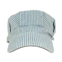 Adult's Blue Engineer Train Conductor Cap Denim Blue and White Striped Made Of 100% Cotton Makes A Great Costume Accessory Sized to Fit Most Adults Loop and Hook In Back Adjusts from 23" to 25" Blue Flat Cap - One Size Fits Most, Blue Flat Cap One Size Fits Most, Blue One Size Flat Cap Baseball Cap, Blue Flat Cap One Size, Blue Cotton Hat With Short Brim, Blue Flat Cap Hat, Blue Cotton Flat Cap, Vintage Blue Cotton Baseball Cap, Striped Cotton Cap