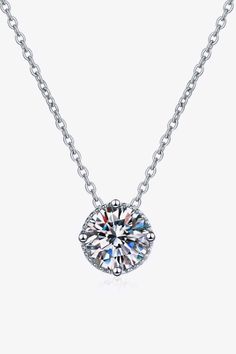 1 Carat Round Diamond Pendant Necklace Wedding Ring Necklaces Diamond, Wedding Ring Necklaces Silver, Round Diamond Pendant, Ghost Mannequin, Stone Properties, Moissanite Necklace, Picture Style, Round Pendant Necklace, Moissanite Jewelry